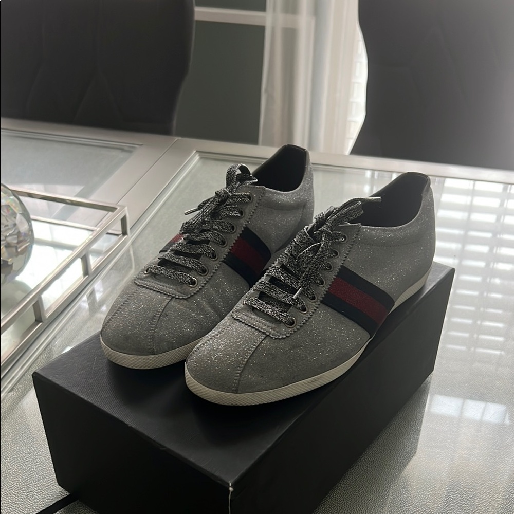 Stylish Gray Glitter Sneakers